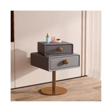 Imagem de Mesa De Cabeceira Estreita De Madeira Com Base De Metal, Moderna E Fina Com Gavetas Para Quarto, Sala De Estar E Dormitório(Gray,15x15x23")