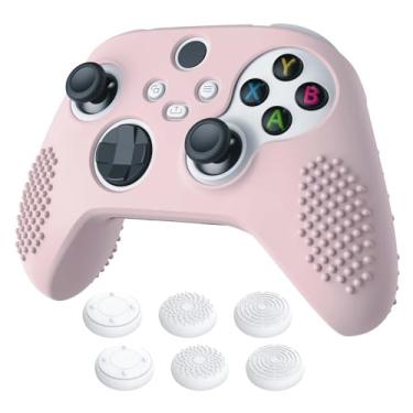Imagem de eXtremeRate PlayVital Pink Controller Skin for Xbox Series X/S, 3D Studded Edition Anti-Slip Soft Silicone Cover for Xbox Core Controller with 6 Thumb Grip Caps