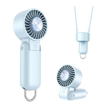 Imagem de Ventilador turbo portátil portátil com tela LED – resfriamento turbo de 9,8 m, longa duração, 5 velocidades, 113 g, leve, recarregável por USB, mini ventilador de mão pessoal, presente para mulheres