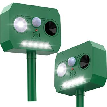 Imagem de Repelente solar de animais, repelente de animais ultrassônico solar para uso externo, repelente ultrassônico de gatos, repelente de veados, repelente de cães para fazendas de jardim