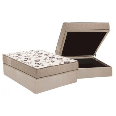 Imagem de Cama Box Baú Casal: Colchão Espuma Ortobom D28 Physical Mega Resistente + Base Clean(13...