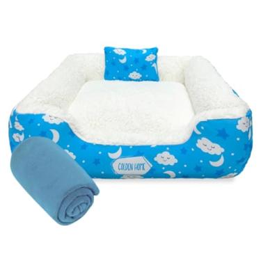 Imagem de Caminha de Cachorro Gato 60x60 3pc Cama Pet Impermeável Com Zíper Mantinha Pet(NUVEM AZUL BEBÊ)