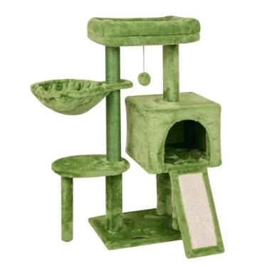 Imagem de FISH&NAP US09L Torre de gatinho de gato fofo para gatos em condomínio interno com plataforma de salto e centro de atividades de móveis para gatos casa de brincar verde