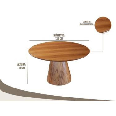 Imagem de Mesa Cone Redonda Lamina Madeira Natural - 1,20m - Móveis Mundial