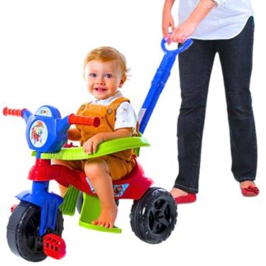 Imagem de Triciclo Carrinho de passeio Andador para Bebê Diversos Modelos Confortáveis Seguro com acessórios removiveis Cestinha Buzina presente criança 1 ano menino menina 12 meses (Carrinho de passeio Menino)