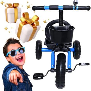 Imagem de Triciclo Carrinho de passeio Andador para Bebê Diversos Modelos Confortáveis Seguro com acessórios removiveis Cestinha Buzina presente criança 1 ano menino menina 12 meses (Triciclo Azul)