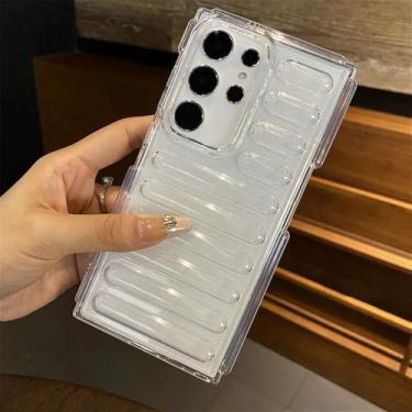 Imagem de Capa protetora de almofada com listras 3D de luxo para Samsung Galaxy S25 S24 S23 Ultra Plus FE A55 A35 M55 M15 F55, capa à prova de choque, transparente, para Samsung A25 5G