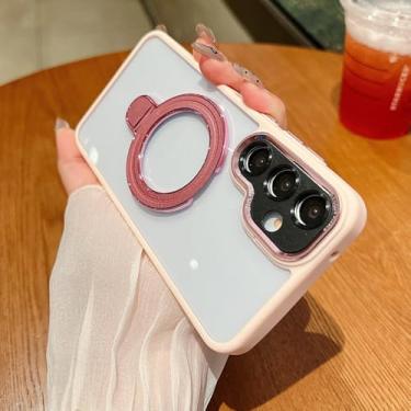 Imagem de Capa de celular luxuosa com suporte magnético de metal para Samsung S25 S24 Ultra S23 Plus A55 A54 A35 A34 A25 A15 A13 A12 A05, rosa, para Galaxy S23 Plus