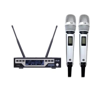 Imagem de Microfone dylan sem fio d-8000s white uhf 2 bastoes com case
