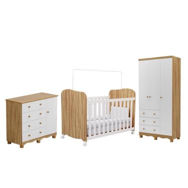 Imagem de Dormitório Infantil Júnior Guarda Roupa 3 Portas, Cômoda 1 Porta e Berço Uli - Móveis Peroba