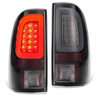 Imagem de KUAFU Par de luz traseira compatível com Ford F-250 F-350 F-450 F-550 Super Duty 2008-2016 Lâmpada traseira L&R W/LED Tube Bar W/O lâmpadas (lente moke + caixa cromada) substituição para 7C3Z13404A