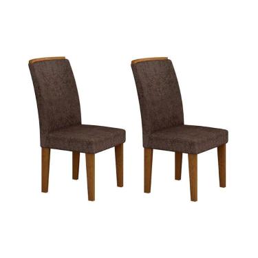 Imagem de Kit 2 Cadeiras Sala Jantar Lunara 2 Un Capuccino Suede Capuccino Rufato