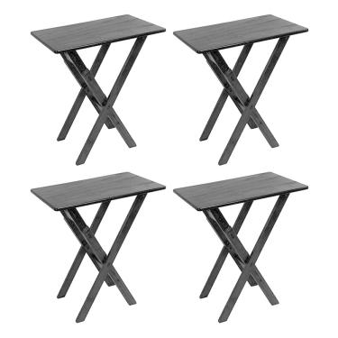 Imagem de Kit 4 Mesas Aparadores Compacto 43x68 Madeira Dobravel Bares Preto