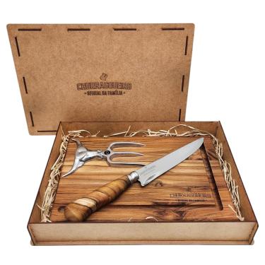 Imagem de Kit Churrasco Completo – Tábua, Faca e Garfo do Churrasqueiro Oficial da Família, Ideal para Presentear e Garantir o Melhor Churrasco com Praticidade