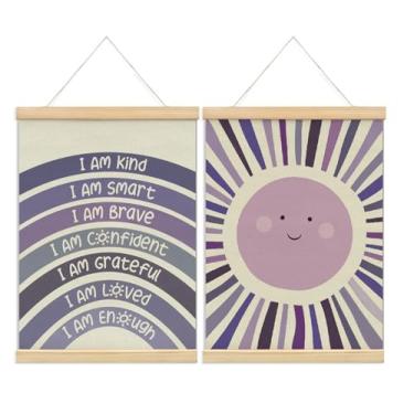 Imagem de foedor Sala de aula canto de leitura boho arco-íris decoração de parede moldura de cabide, centro de livros canto calmante casa quarto decoração de sala de jogos para quarto de bebê menina quarto de