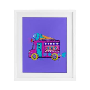 Imagem de Stupell Industries Impressão emoldurada de caminhão de sorvete roxo vibrante design sob vidro por Susan Lugar, 40,6 x 33,5 cm