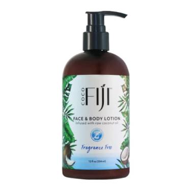 Imagem de Loção facial e corporal Coco Fiji infundida com óleo de coco | Loção para pele seca | Creme hidratante facial e loção de massagem para mulheres e homens | Sem fragrância 350 ml, pacote com 1
