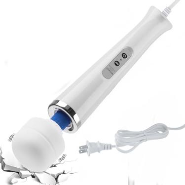 Imagem de jtffer Massageador de costas poderoso com fio com 10 configurações de pulso, massageador de terapia corporal total pessoal para recuperação de esportes, dores musculares, dores corporais (branco)