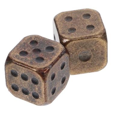 Imagem de TOYANDONA 2pcs Metal Brass Dice, Antique 6 Sided Dice Tables Board Game s Square Corner Poker Party Game Props for Festival Carnival Party Decoration