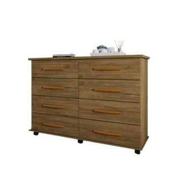 Imagem de Cômoda Jade Baixa com 8 Gavetas e Rodízios Freijó Primus - MOVEIS PRIM