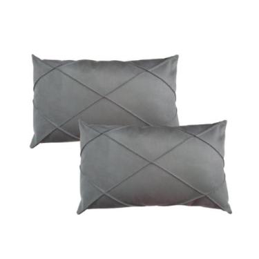Imagem de Par de Almofada  Retangular Suede Drapeada Baguete 30x50 - Enxovais An
