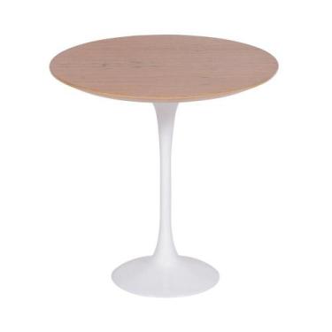 Imagem de Mesa Saarinen Lateral Oval Freijó 57x38cm - Base Branca - mgsaarinen