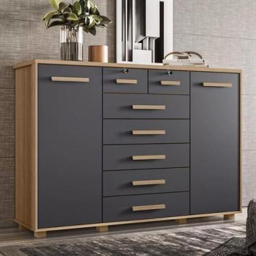 Imagem de Cômoda  Fontana com 7 Gavetas e 2 Portas  - Albatroz Móveis, Natura/Ti