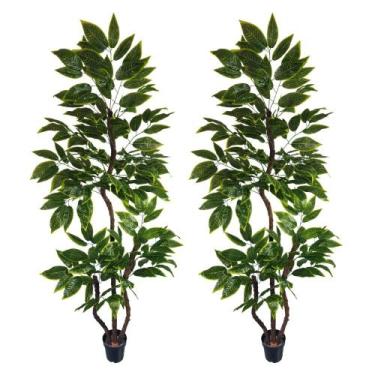 Imagem de Kit 2 Arvore Brasileirinha Croton Artificial Grande Sem Vaso Decoração