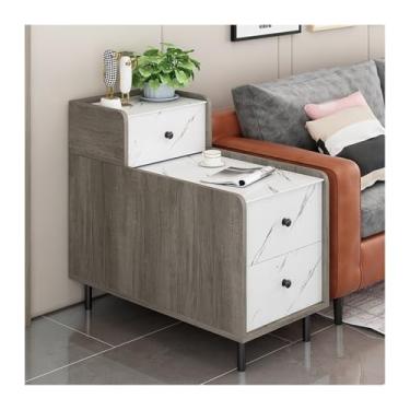 Imagem de Mesa lateral de sofá para uso doméstico, aparador, sofá, mesa lateral, armário, sala de estar, quarto, mesa de cabeceira, armário lateral criativo (cor café, 80 x 35 x 60 cm)