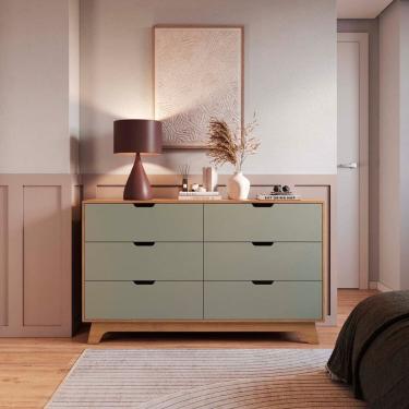 Imagem de Cômoda para Quarto 6 Gavetas 100% Mdf Alice Verti/ Castanho