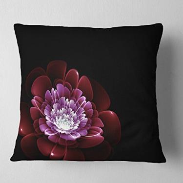 Imagem de Designart Purple Abstract Fractal Flower Manta Floral Sala de Estar, Sofá, Almofada de Alta Qualidade + Capa de Almofada Estampada em ambos os lados 40,64 cm x 40,64 cm