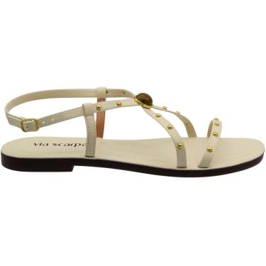Imagem de Sandália Rasteira Via Scarpa Adorno Em Pedra Fivela Feminina