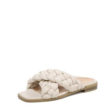 Imagem de Vionic Sandália feminina Poppy trançada Vio-Motion com palmilha deslizante - sandálias planas elegantes que incluem uma palmilha ortopédica e sola acolchoada para suporte de arco, ajuste médio e amplo