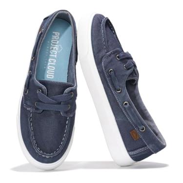 Imagem de Project Cloud Tênis Para Mulheres - Sapatos De Espuma Viscoelástica Com Molas Para Mulheres - Sapatos Náuticos Sem Cadarço - Tênis Da Moda Antiderrapantes - Mocassins Leves (Azul Marinho, Azul-Mari