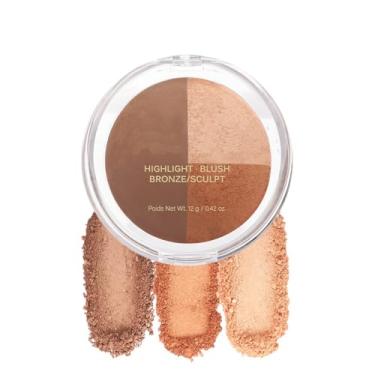 Imagem de Baked Blush Highlight Bronze Powder 3 em 1 Paleta de contorno esculpida cetim sedoso suave paletas de maquiagem em pó (003-Médio)