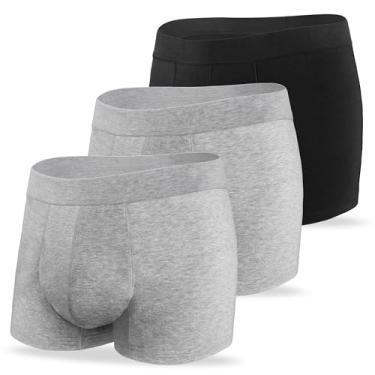 Imagem de REELINDRY Cueca boxer masculina à prova de vazamento, alta absorção, controle da bexiga, 65 g, lavável e reutilizável, pacote com 3 (1 preta-2 cinza claro, 5GG)