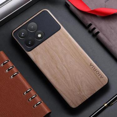 Imagem de Capa de Couro com Padrão de Bambu para Xiaomi Poco F6 Pro, X6, F5 e M5
