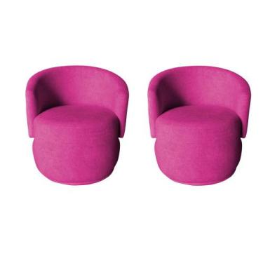 Imagem de Kit 2 Poltronas Decorativa Beatriz Orgânica Veludo Rosa Pink - Mazzero