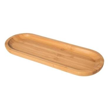 Imagem de Bandeja De Bambu Oval Banheiro Lavabo Petisqueira Decoração - Martipla