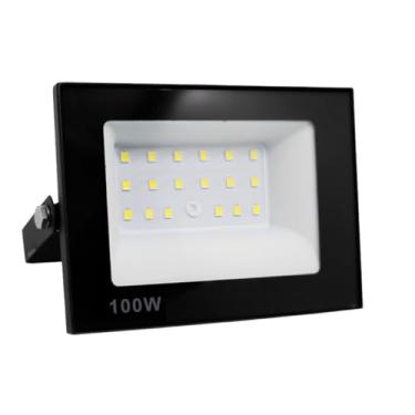 Imagem de Refletor Holofote LED Bivolt Slim 100W Luz Branco Frio 6500k IP66 Prova D'Água Iluminação Externa Potente para Fachadas e Jardins