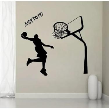 Imagem de Adesivo De Parede Quarto Sala Esporte Basquete Cesta N ba
