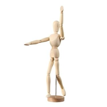 Imagem de SEEK RARE Manequim de madeira para artistas de 30 cm, articulações corporais flexíveis, figura humana, fantoche, modelo, madeira, manequim masculino, ornamento, suporte para decoração de mesa de