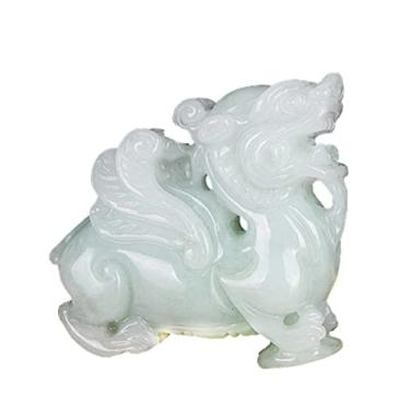 Imagem de Amuleto com pingente de unicórnio com asa Fengshui de jade verde natural A Jadeite Fengshui, Jade