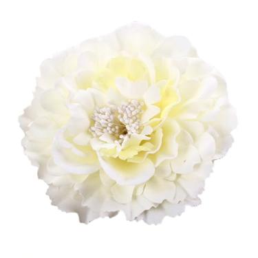 Imagem de A GOOD OMEN Broche de flor peônia dançarina flamenco boêmio, grampo de cabelo decorativo de ombro para chapéu e moda boho senhoras 11 cm (branco)
