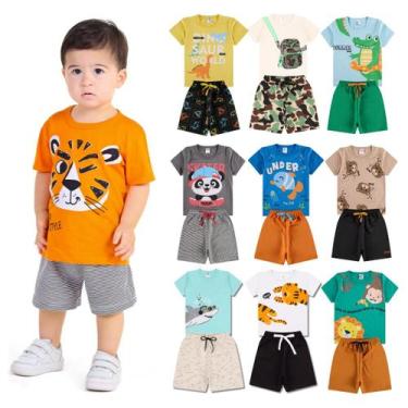 Imagem de Kit 10 Peças de Roupas infantil para Menino 5 Camisetas 5 Bermudas Kit