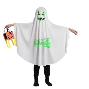 Imagem de Fantasia unissex infantil fantasma Halloween manto fantasia cosplay menino branco boo criança assustador doces ou travessuras