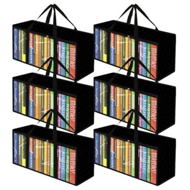 Imagem de Pacote com 6 sacos de armazenamento de DVD – Organizador de mídia de PVC transparente com zíper e alças, estojo empilhável para CDs, discos Blu-ray, videogames, álbuns, capas de filmes (à prova de