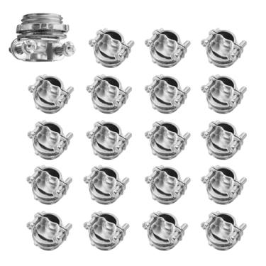 Imagem de Pacote com 16 conectores de cabo de 1/2 polegada tipo braçadeira conector de aço para proteção de cabo de conduíte metálico, liga de zinco durável, resistente à ferrugem, fácil instalação, uso