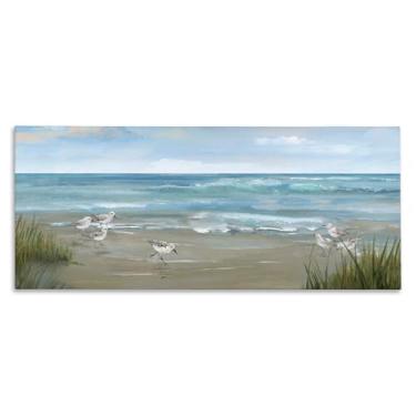 Imagem de Stupell Industries Arte de parede em tela Sandpiper View on Beach, design por Nan, 13 x 30