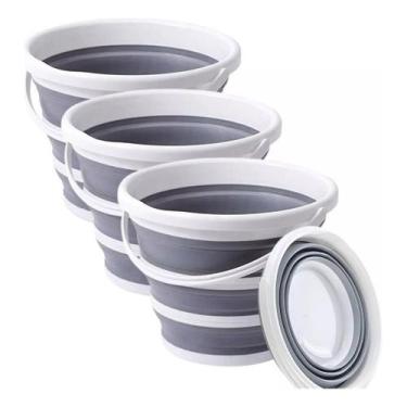 Imagem de Kit 4 Baldes Dobráveis Retrátil Silicone 10 Litros Powermaid